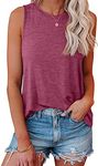 isermeo Womens Sleeveless Crew Neck Workout Tops Cute Tank Tops Teen Girls Summer Clothes Fushia M