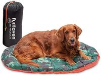 Furhaven Pet Dog Bed - Trail Pup Packable Outdoor Travel Pet Camping Pillow Bed Stuff Sack with Bag for Dogs and Cats, Paprika and Camo-Paw, Large