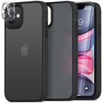 Mootobo for iPhone 11 Case Built-in 2 HD Screen Protectors and HD Lens Protector, Anti-Fingerprint Matte Back 10FT Military Grade Drop Shockproof Phone Case for iPhone 11 6.1 inch – Black