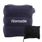 nomado Travel Foot Rest Pillow – Self-Inflatable Seat Extender for Car, Plane & Train, Portable & Compact Footrest for Kids & Adults, Dark Blue Rectangular 18×15×12 Inch for Long Trips