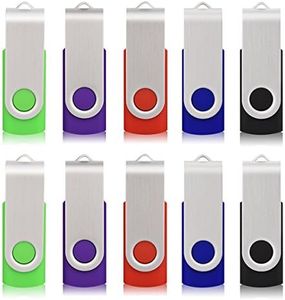 RAOYI 10 Pack 64GB USB Flash Drive USB 2.0 Memory Stick Swivel USB Stick 64G USB Drive Metal Cap Thumb Drive with LED Light USB Key for Data Storage