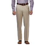 Haggar Men's No Iron Classic Fit Expandable Waist Flat Front Pant, Khaki, 34Wx32L