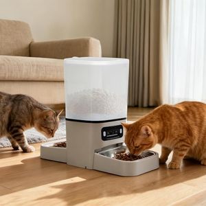 PaWz Automatic Cat Feeder with with Two Camera,5G WiFi Cat Dispenser with Night Vision,6L Large Food Storage for Multiple Pets,Auto Timed Pet Feeder with Dual Stainless Steel Bowl,Easy for Clean