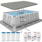 Dellonda 18ft Deluxe Steel Frame Swimming Pool, Rectangular with Accessories - DL140