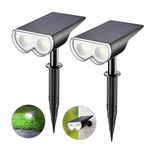 Linkind 16 LED Solar Landscape Spotlights, Dusk-to-Dawn IP67 Waterproof Solar Powered Spot Lights, 6500K Daylight White, Outdoor Wall Lights for Garden Yard Driveway Porch Walkway, 2 Pack