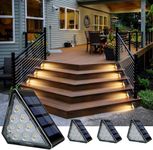 Solar Stair Lights, Dusk to Dawn Step Lights, IP67 Waterproof Outdoor 3000k Warm White Deck Lights Decoration Lights for Yard, Patio, Garden, Walkways, Front Door, Pathway, Driveway (Warmwhite 4 Pack)