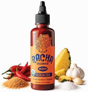 Racha Organics Medium Heat Sriracha Hot Sauce - USDA Organic Sriracha Sauce Made with Estate-Grown Thai Chili Peppers - Low-Sugar, Non-GMO, Gluten Free, Keto Friendly - 10oz - Made in Thailand