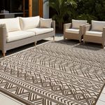 4x6 Outdoor Rug Braided Indoor Outdoor Rugs Carpet Non Slip Outdoor Patio Rug with Rubber Particles Backing, Boho Outdoor Area Rug for Patio Deck Front Porch Balcony Backyard Living Room, Brown