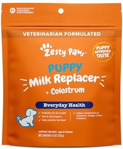 Zesty Paws Puppy Milk Replacer + Colostrum - Milk Replacement Supplement Powder for Puppies & Senior Dogs - Omega 3 DHA, Prebiotics & Probiotics for Dogs - for Skin, Coat, Heart & Gut Health - 12 oz…