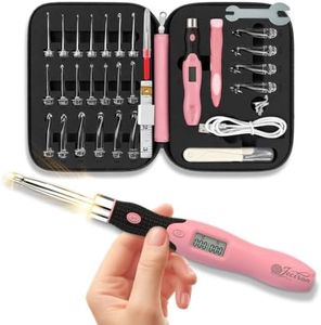Jeciran Upgraded Light Up Counting Crochet Hook Set,Light&Counter,24-in-1