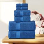 SENSES by Riba 703 GSM 6 pcs Towels Set - All Cotton Zero Twist Premium Hotel & Spa Quality Highly Absorbent (2 Bath Towels, 2 Hand Towel and 2 Wash Cloth) - Navy