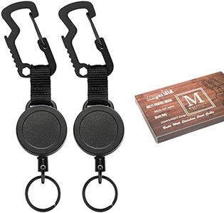 MNGARISTA Retractable Key Chain, Multitool Carabiner Key Holder, Retractable Badge Holder Reel, Heavy Duty Badge Reel with Steel Cable, Black, 2Pcs