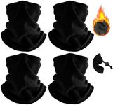 4 Pack Winter Neck Warmer Ski Face Mask: Fleece Neck Gaiter Mask Face Cover Balaclava Mask Scarf Motorcycle Gator for Men Women Snowboard Cycling Fishing Running Wind Protection Outdoor, Black