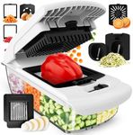 Vegetable Chopper Vegetable Cutter - Food Onion Salad Veggie Chopper with Container - French Fry Potato Dicer Slicer Cutter - Kitchen Tools & Gadgets (8-in-1 White)