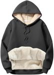 Flygo Men's Casual Fleece Sherpa Lined Hoodie Winter Warm Pullover Hooded Sweatshirt(SmokyGray-XS)