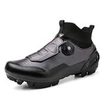 Mens Mountain Bike Cycling Shoes Outdoor MTB Shoes Compatible SPD Cycling Shoes Black UK 10