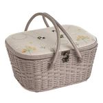 Groves Hobby Gift Sewing Box, Wicker Basket, Applique, Linen Bee (HGLHB)