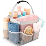 Masirs Mesh Shower Caddy Bag - Collapsible, Portable Bathroom Organizer for Travel, Gym, and Dorm Use. Easily Carry and Organize College Dorm, Bathroom Toiletry Essential. (Grey)