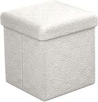 Sorbus Teddy Fabric Storage Ottoman - 15 Inch Foldable Ottoman Cube - Multipurpose Cozy Ottoman, Foot Rest, Sofa Storage, Stool for Living Room, Bedroom, Dorm, Kids Room - Small Ottomans with Lid