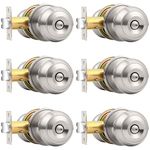 Probrico Privacy Interior Door Knobs Bed and Bath Handle Levers Keyless Brushed Nickel Lockset 6 Pack