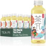 Tea PI Iced tea – Jasmine Green Tea, Grapefruit Sweet Iced Fruit Tea Bottles, Real Juice, -16.9 fl oz, 500mL, 15 Pack