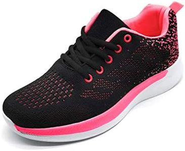 Scarpe Sportive da Donna Traspiranti Leggere in Rete per la Corsa a Piedi di Lavoro, Nero Rosa, 36