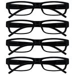 The Reading Glasses Company Black Lightweight Comfortable Readers Value 4 Pack Designer Style Mens Womens UVR4PK032 +3.00