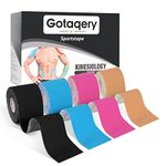 Gotaqery Kinesiology Tape (4 Rolls Pack), Waterproof Elastic Muscle Support Tape for Exercise, Sports & Injury Recovery, Breathable & Latex Free, 5cm x 5m Per Roll