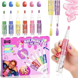 Nail Polish Pens for Kids 3+,6 Pcs Easy-Control Twist Pen Set Quick Dry