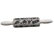 efo Embossed Rolling Pin with Engraved Design - Decorative Dough Roller - Cake Baking Accessories to Make Unique Bakes and Pottery - Beautifully Handmade Patterned Rolling Pin 24cm (Treats)