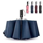 G4Free Large Umbrella 54 Inch Windproof Travel Umbrellas for Rain, Small Compact Reverse Folding Umbrella with 10 Ribs Automatic Open Close (Blue)