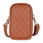 Pramadda Pure Luxury Top Grain Vegan Leather Mobile Sling Bag For Women Stylish | Small Mini Side Crossbody Side Bag | Travel Handbag Pouch Purse | Diamond Web Emboss Design. (Royal Tan)