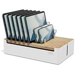 Prosumers Choice Multiple Devices Bamboo Charging Station - iPad, iPhone, Laptops, Tablets - Wooden Organizer Stand for Home, Kitchen, and Office - Family Docking Station and Mobile Phone Charger Rack
