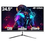 CRUA Monitor Gaming Monitor, 25 Inch 180Hz Curved Computer Monitor, Full HD 1080P Frameless Desktop Monitor, 1ms GTG with FreeSync, Low Motion Blur, Eye Care, VESA, DisplayPort, HDMI, Black