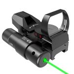 UUQ 1X22X33 Reflex Red Dot Sight - 4 Reticle Red & Green Dot Optics with Integrated Red or Green Laser for 20mm Rail (Green Laser)