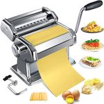 ORPIO® Pasta Maker Machine, Homemade Stainless Steel Manual Roller Pasta Maker with Adjustable Thickness Settings Sturdy Noodles Cutter with Clamp for Spaghetti