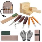 21PCS Woodworking Tools Set, Wood Whittling Kit for DIY Lovers Beginners, Including Basswood Blocks, PU Storage Bag (21PCS)