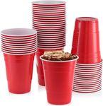 HOT BARGAINS 50 X Red Party Cups Reusable Plastic Disposable 12oz / 360ml (Pack of 50)