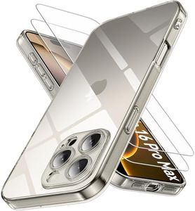 Qasyfanc Funda Compatible con iPhone 16 Pro MAX Carcasa con Protección de La Cámara y 2 Piezas Cristal Templado, Funda iPhone 16 Pro MAX Silicona Suave Caso Delgada, Transparent