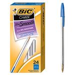 BIC Cristal Xtra Smooth Ballpoint Pen, Medium Point (1.0mm), Blue, 24-Count