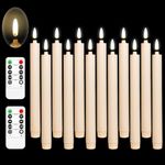 Da by Flameless Candles,New 3D Flame Technology Window Candles, Ivory 10 inch LED Flameless Flickering Battery Candles with Remote Candles/Timer Function(Warm White Light) - Set of 10