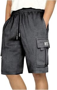 Mens Cargo Sweat Shorts Summer 2025 Casual Drawstring Elastic Waist Athletic Workout Gym Jogger Shorts with Pockets