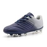 brooman Kids Soccer Cleats Boys Girls Athletic Outdoor Football Shoes (1 JA,Navy Grey)