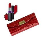 Lipstick Case Leather Lipstick Organiser Durable Waterproof Lipstick Holder Button Closure Lipstick Box with Makeup Mirror Cosmetic Storage Kit for Women and Girls