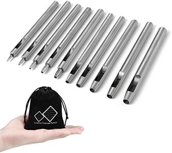 Yisodina 10 PCS Leather Hollow Punch Set Round Steel Crafting Hole Tool 0.5mm-5mm Cutter for Belt Watch Band Eyelet Gasket w/Storage Bag, Silver (HP01)