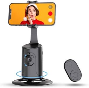 Auto Face Tracking Tripod - 360° Rotation Auto Tracking Phone Holder, No App, Phone Camera Mount with Remote and Gesture Control, Rechargeable Smart Shooting Holder for Video Recording, Tiktok Black