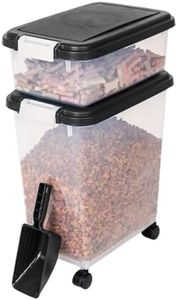 Bedding Home 50L (13.5L + 37L) 3 Piece Pet Airtight Dog Food Container | Plastic Bin Air Tight Food Storage Container | Biscuit Cat Treat Dispenser For Dogs & Cats (Black)