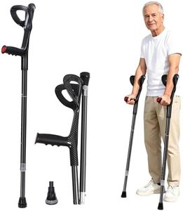 Uojeeong Carbon Fiber Forearm Crutches for Adults, 2 Pcs, Lightweight Arm Crutches, Adjustable Elbow Crutches Height 57"-75" for 4'9"-6'2" Users, Heavy Duty with 2 Foot Pads, Up to 350 lbs