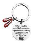 NA Ruby Red Slippers Charm Keychain Movie Theme Inspirational Quote Jewelry