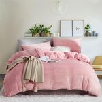 YASMENG Fluffy Velvet Duvet Cover Set Blush Pink Twin Size Fall Winter Soft Warm Flannel Comforter Cover Girls Pink 68" x 90" Luxury Cozy Plush Fleece Reversible Bedding Duvet Cover Set Pale Pink 2pc